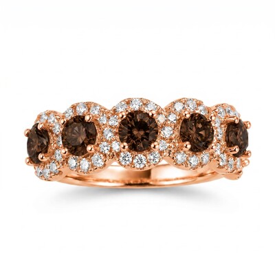 Round Coffee Chocolate Halo Band Ring