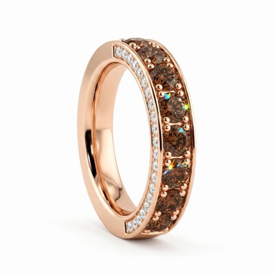 2.46 ct.tw. Round Coffee Chocolate Hidden Pavé Band Ring