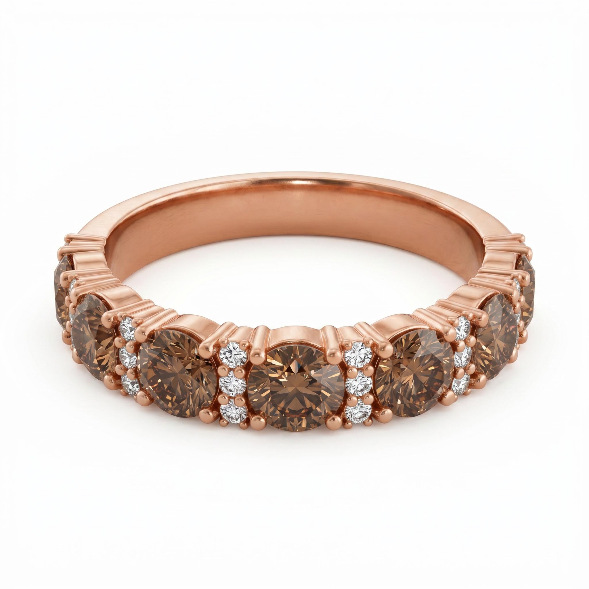 1.91 ct.tw. Alternating Round Coffee Chocolate Stone Ring 1.91 ct.tw. Alternating Round Coffee Chocolate Stone Ring