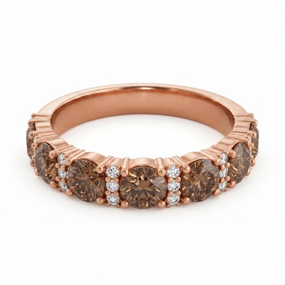 1.91 ct.tw. Alternating Round Coffee Chocolate Stone Ring