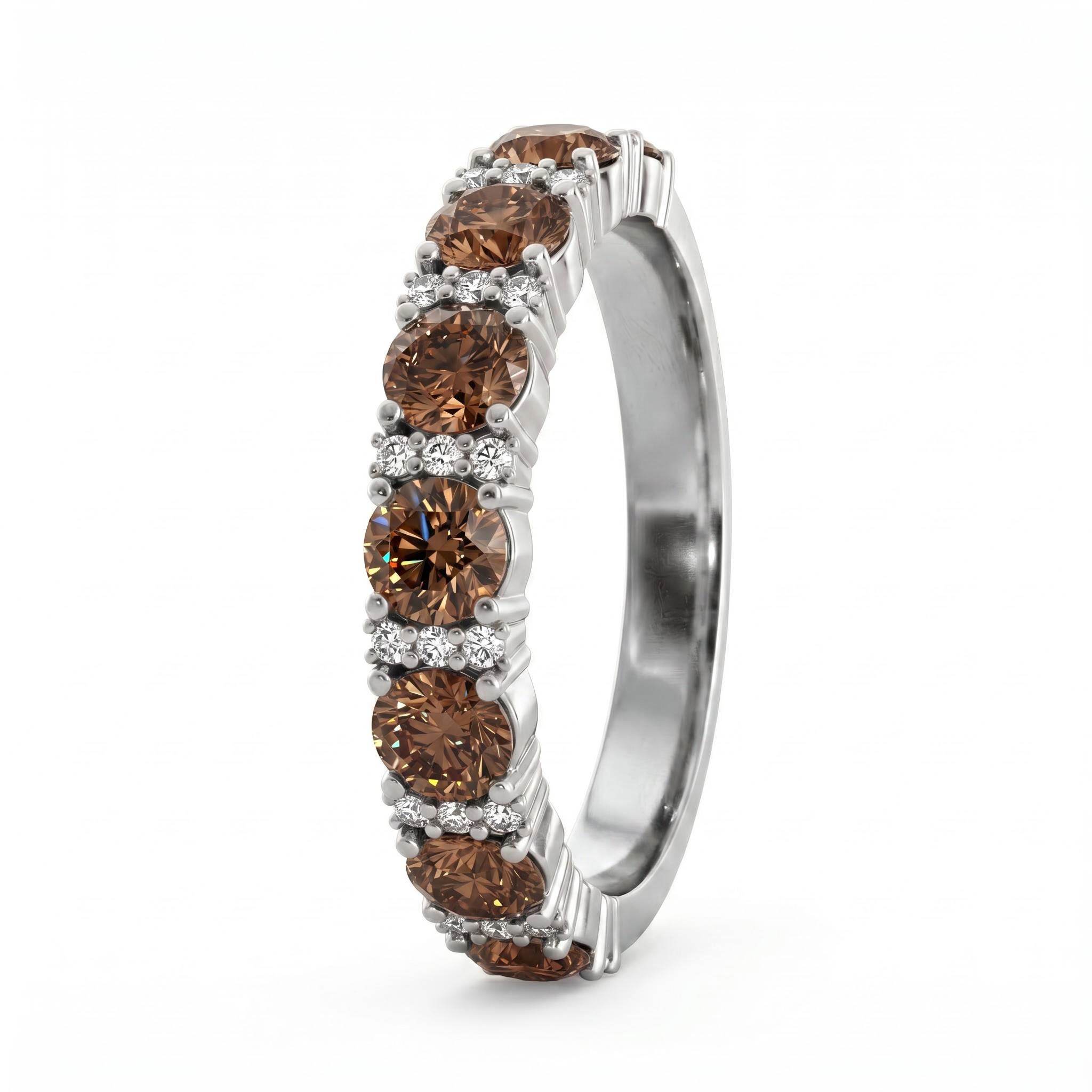1.91 ct.tw. Alternating Round Coffee Chocolate Stone Ring 1.91 ct.tw. Alternating Round Coffee Chocolate Stone Ring
