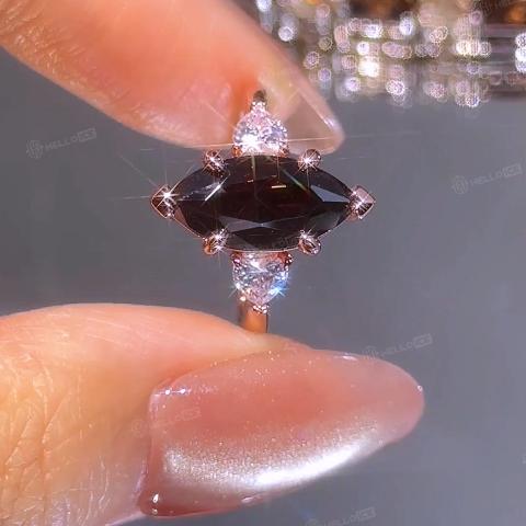 3.6 ct.tw. Marquise Cut Three-stone Coffee Chocolate Stone Engagement Ring