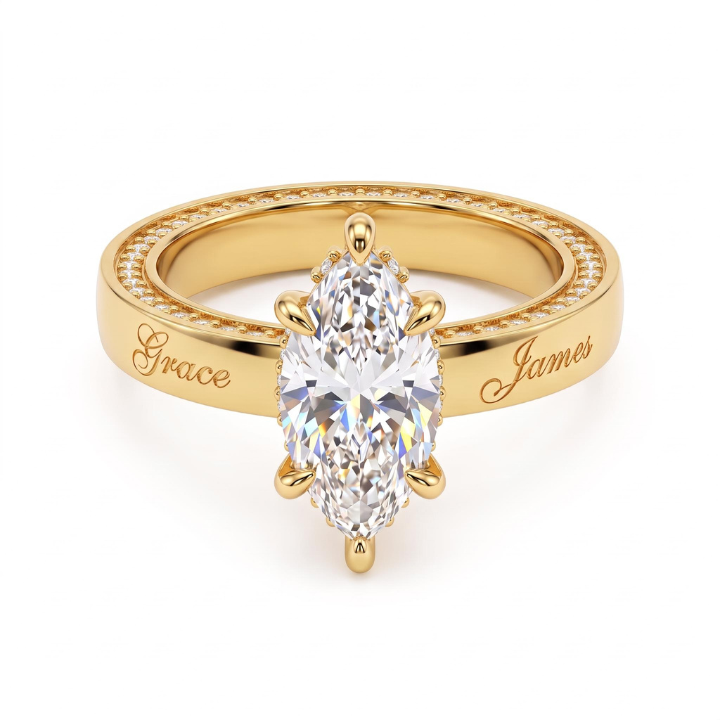 3.6 ct.tw. Double-sided Engravable Marquise Center Stone Full Eternity Diamond Ring 3.6 ct.tw. Double-sided Engravable Marquise Center Stone Full Eternity Diamond Ring