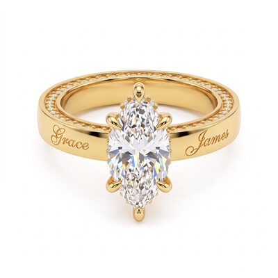 3.6 ct.tw. Double-sided Engravable Marquise Center Stone Full Eternity Diamond Ring