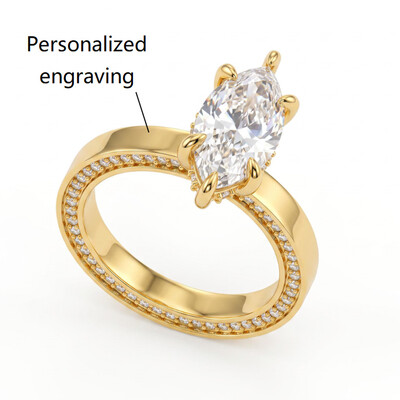 3.6 ct.tw. Double-sided Engravable Marquise Center Stone Full Eternity Diamond Ring