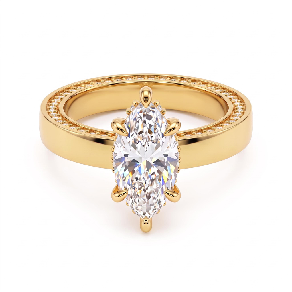 3.6 ct.tw. Double-sided Engravable Marquise Center Stone Full Eternity Diamond Ring 3.6 ct.tw. Double-sided Engravable Marquise Center Stone Full Eternity Diamond Ring