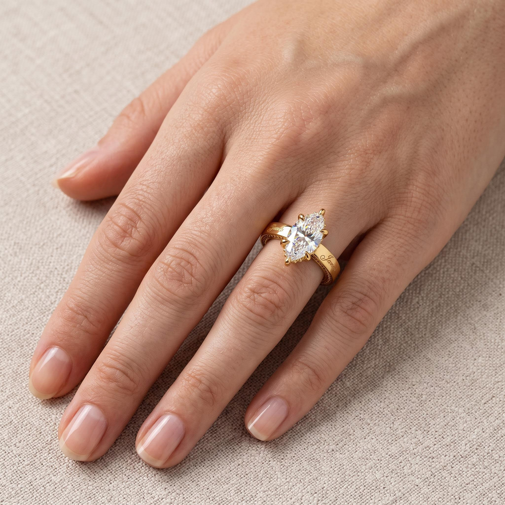 3.6 ct.tw. Double-sided Engravable Marquise Center Stone Full Eternity Diamond Ring 3.6 ct.tw. Double-sided Engravable Marquise Center Stone Full Eternity Diamond Ring