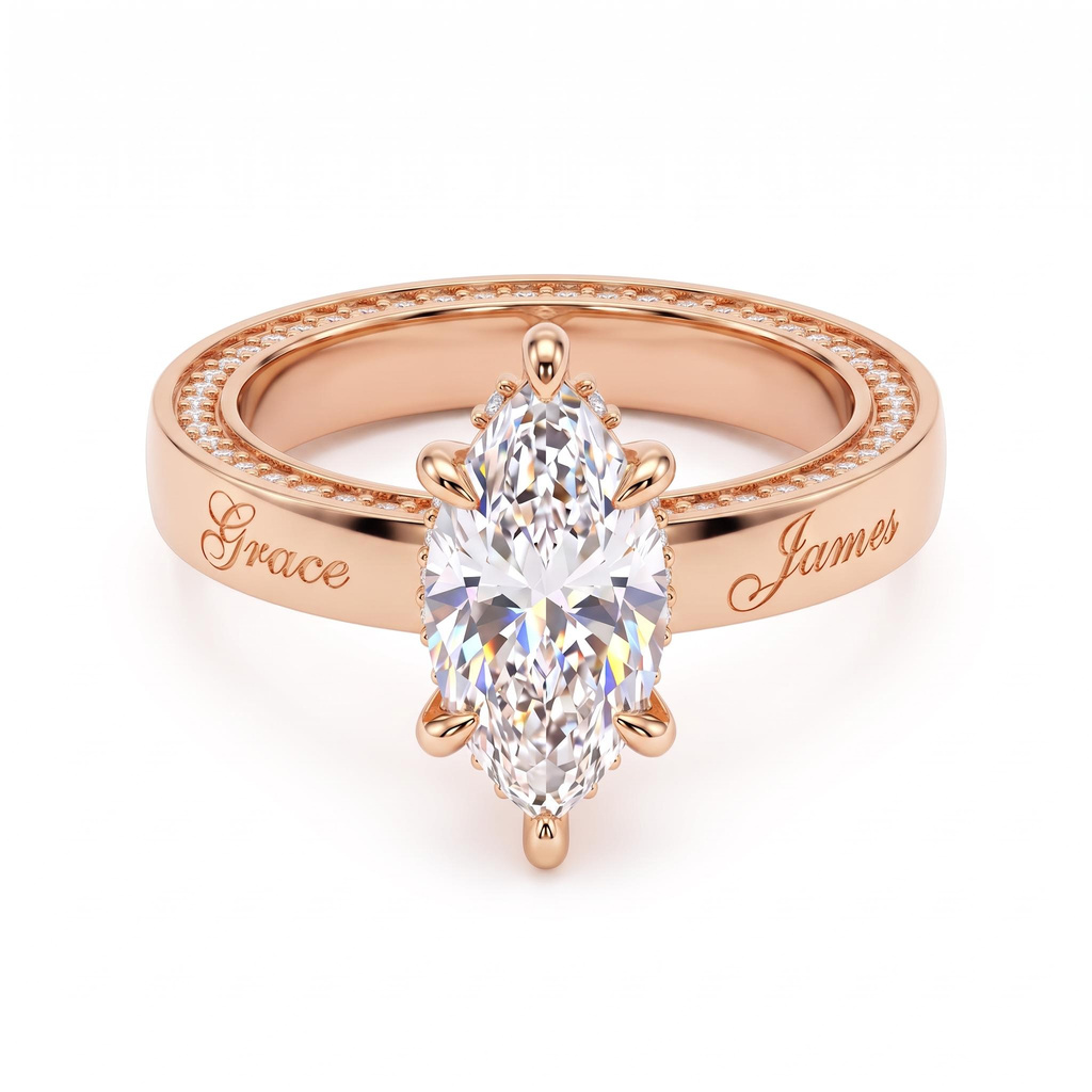 3.6 ct.tw. Double-sided Engravable Marquise Center Stone Full Eternity Diamond Ring 3.6 ct.tw. Double-sided Engravable Marquise Center Stone Full Eternity Diamond Ring