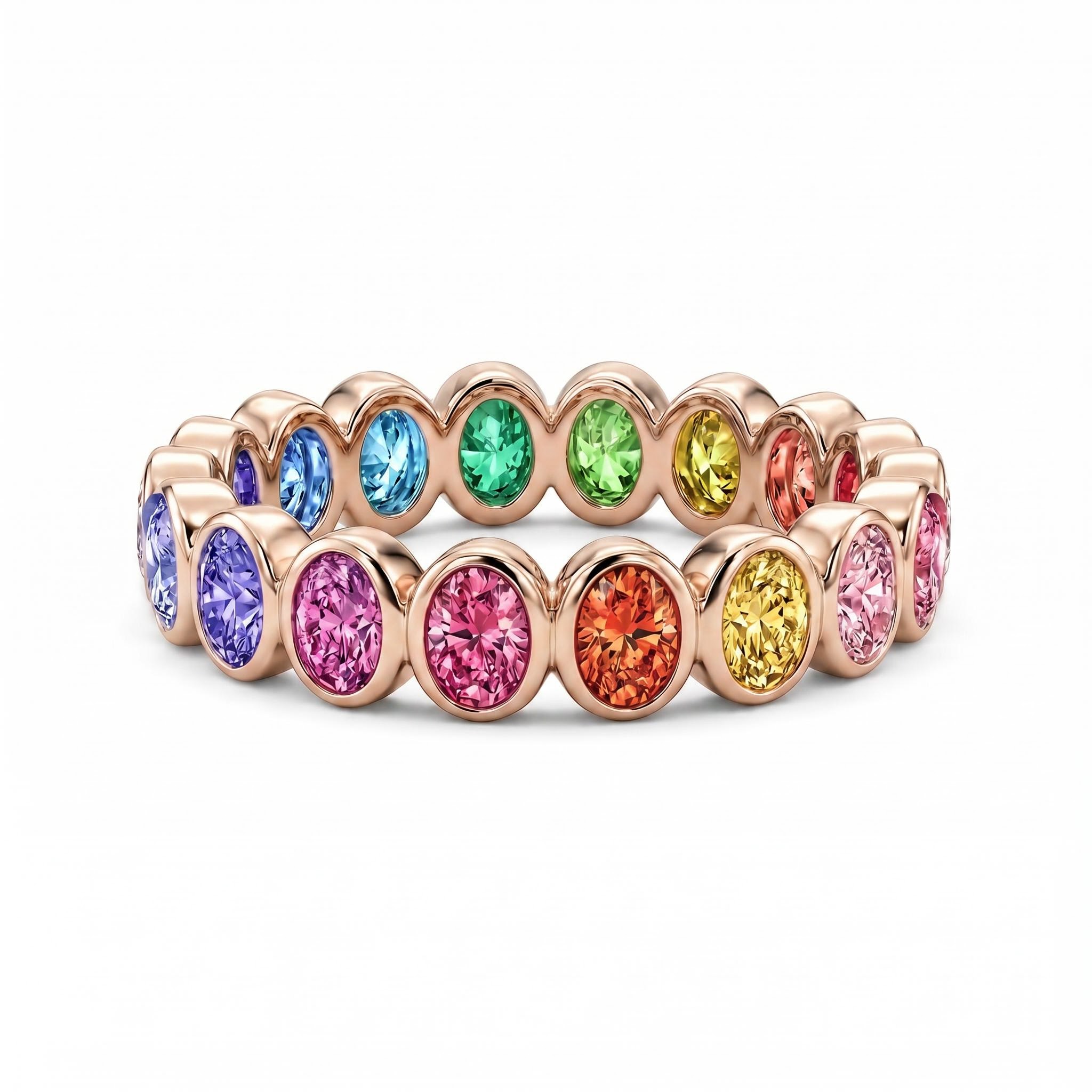 5.2ct.tw. Rainbow Oval Cut Eternity Band 5.2ct.tw. Rainbow Oval Cut Eternity Band
