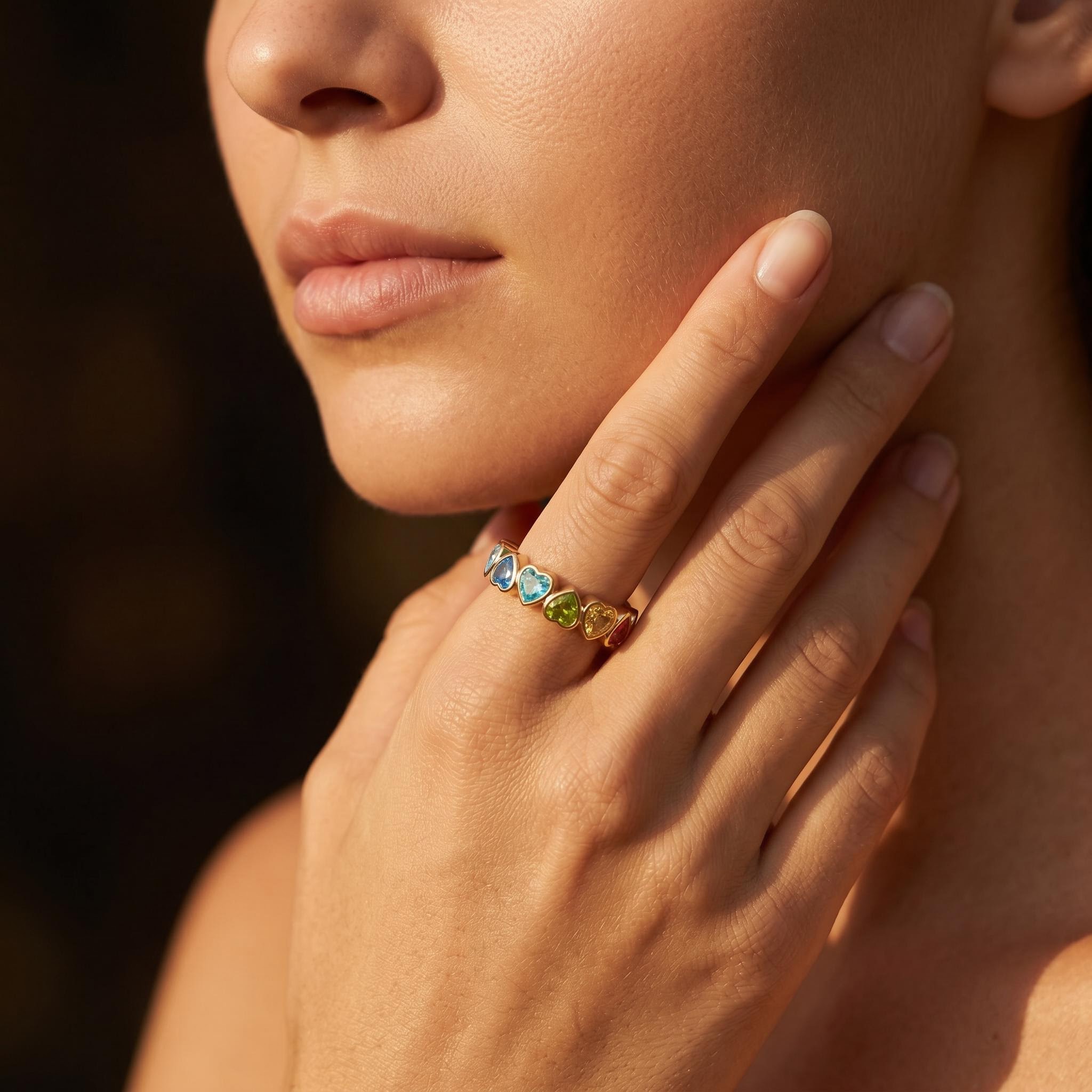 4.2 ct.tw. Rainbow Alternating Bezel Hearts Eternity Band 4.2 ct.tw. Rainbow Alternating Bezel Hearts Eternity Band