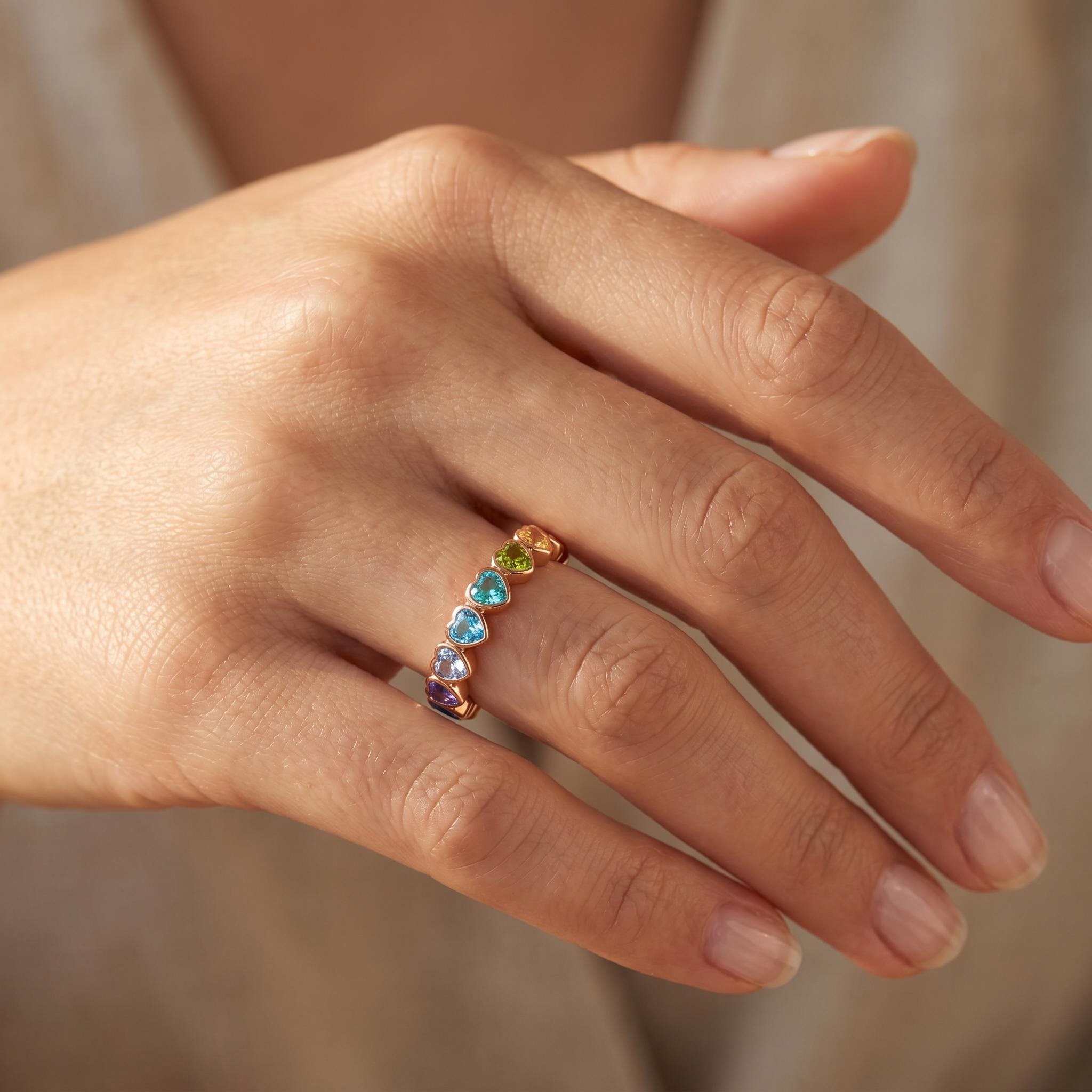 4.2 ct.tw. Rainbow Alternating Bezel Hearts Eternity Band 4.2 ct.tw. Rainbow Alternating Bezel Hearts Eternity Band