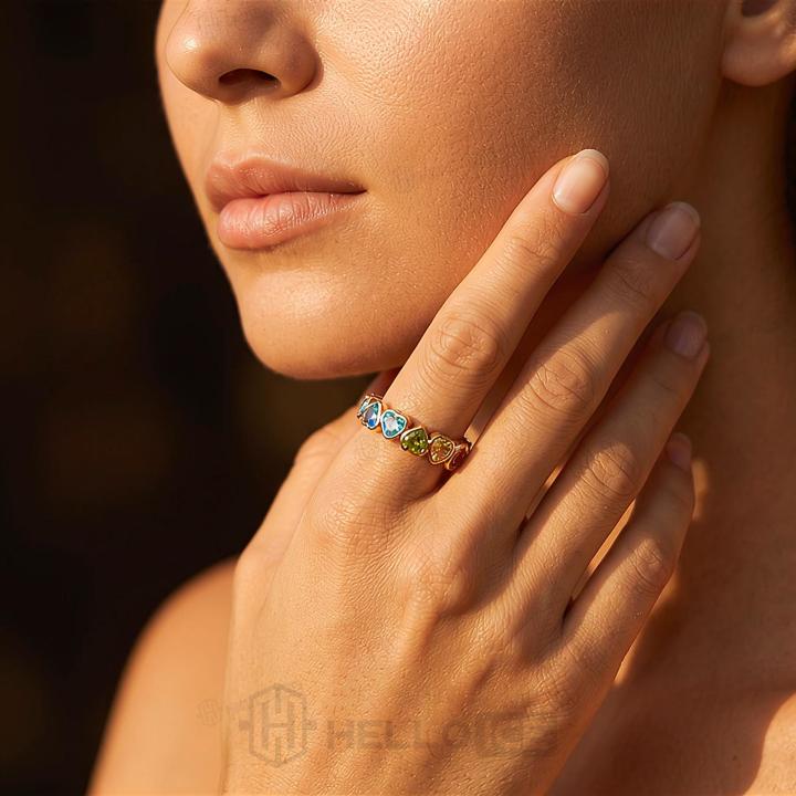 4.2 ct.tw. Rainbow Alternating Bezel Hearts Eternity Band 4.2 ct.tw. Rainbow Alternating Bezel Hearts Eternity Band