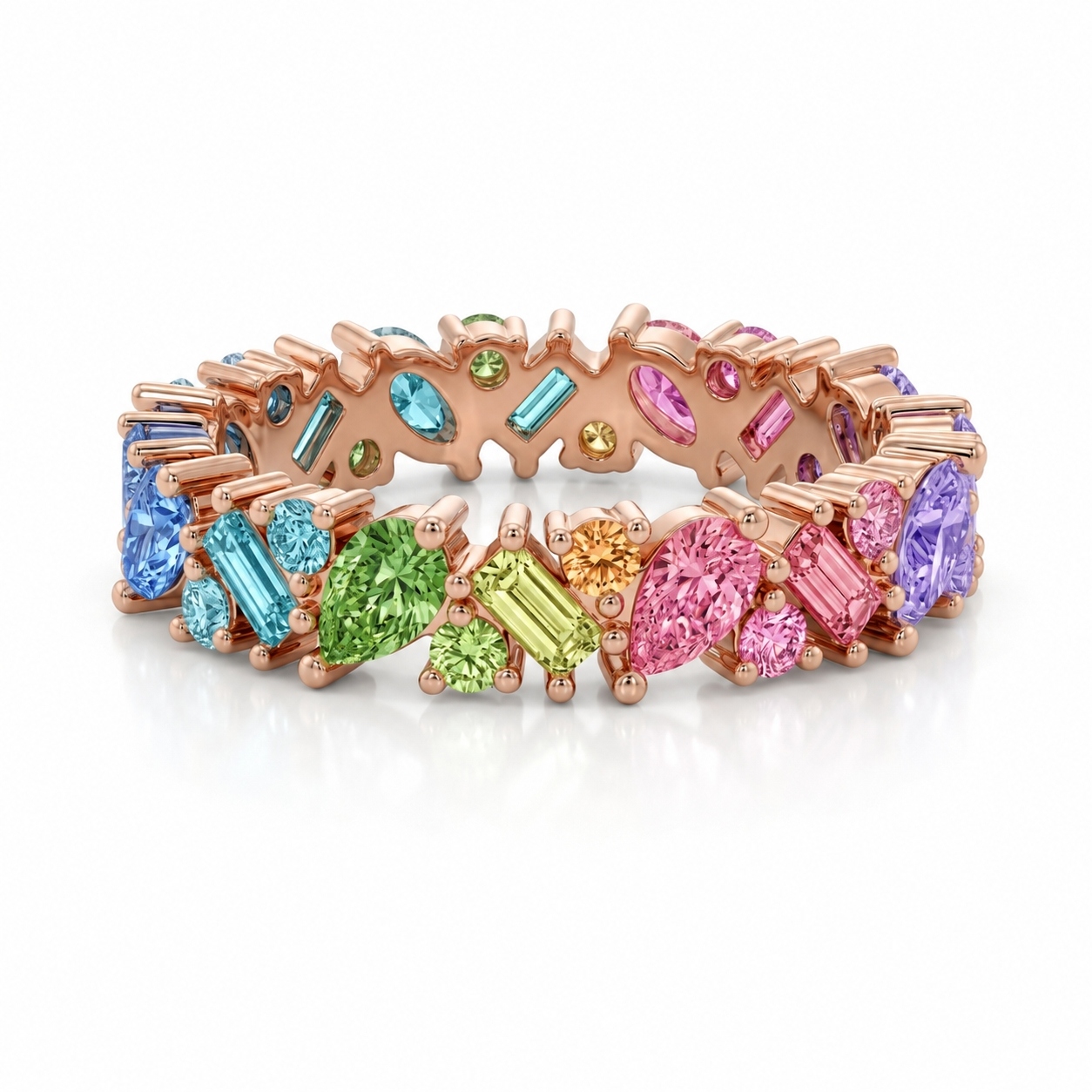 3.33ct.tw. Rainbow Mixed Shape Stone Wedding Band