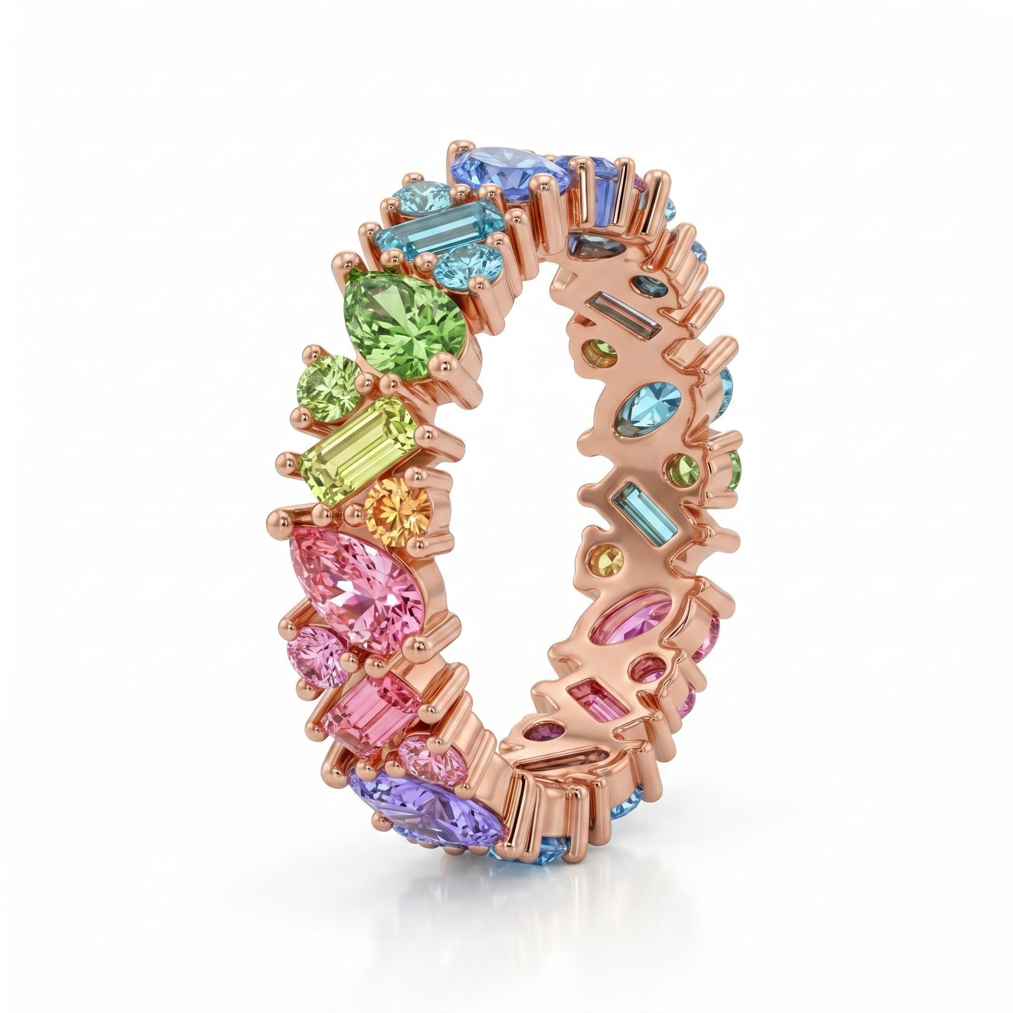 3.33ct.tw. Rainbow Mixed Shape Stone Wedding Band