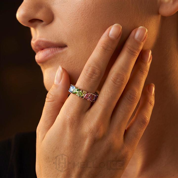 3.33ct.tw. Rainbow Mixed Shape Stone Wedding Band