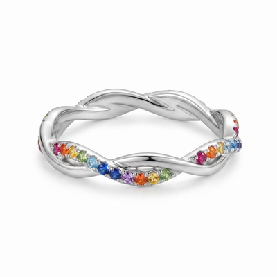 Rainbow Twist Vine S925 Silver Women's Band