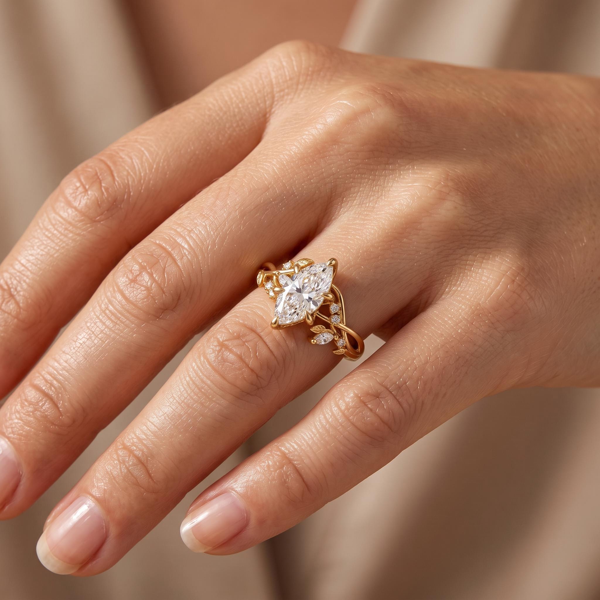 2.11 ct.tw. Nature-inspired Marquise Vine Design Ring 2.11 ct.tw. Nature-inspired Marquise Vine Design Ring