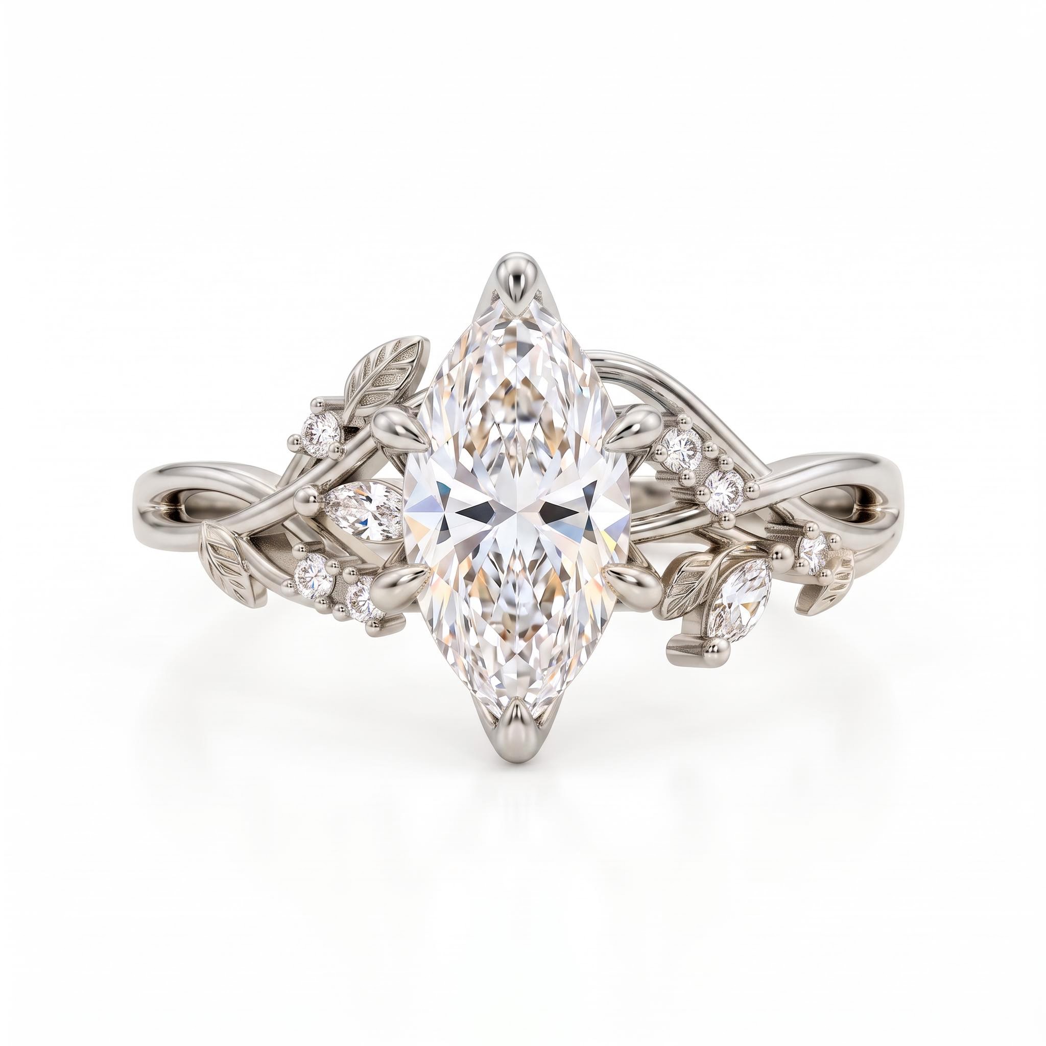 2.11 ct.tw. Nature-inspired Marquise Vine Design Ring 2.11 ct.tw. Nature-inspired Marquise Vine Design Ring