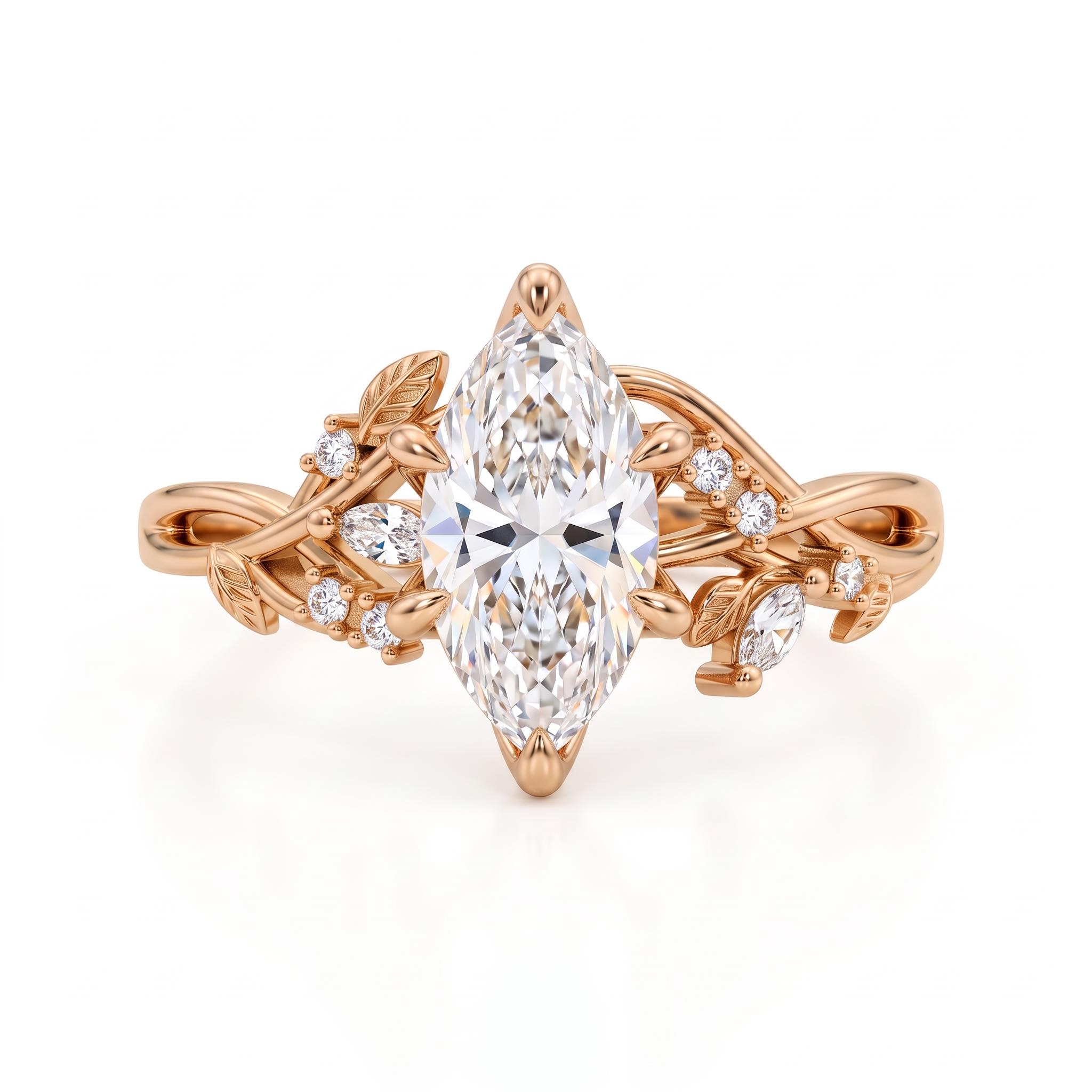 2.11 ct.tw. Nature-inspired Marquise Vine Design Ring 2.11 ct.tw. Nature-inspired Marquise Vine Design Ring