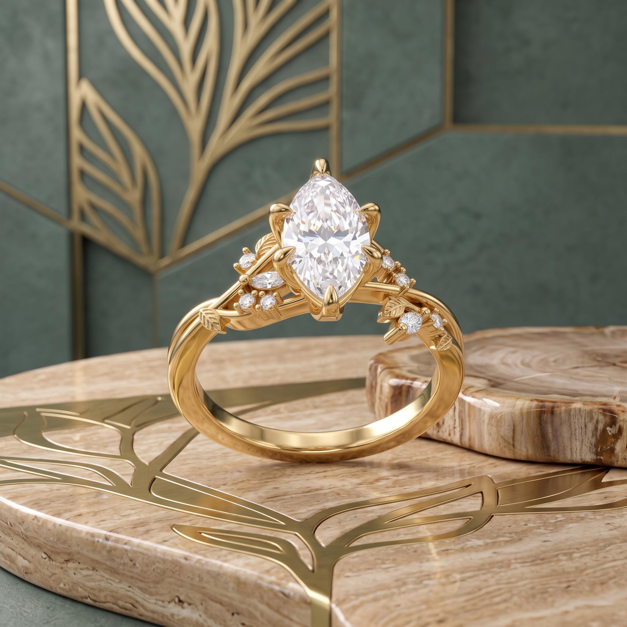 2.11 ct.tw. Nature-inspired Marquise Vine Design Ring 2.11 ct.tw. Nature-inspired Marquise Vine Design Ring