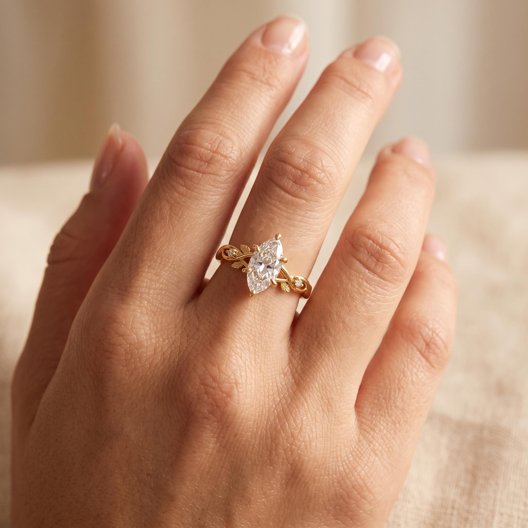3.03 ct.tw. Nature-inspired Marquise Cut Vine Ring 3.03 ct.tw. Nature-inspired Marquise Cut Vine Ring