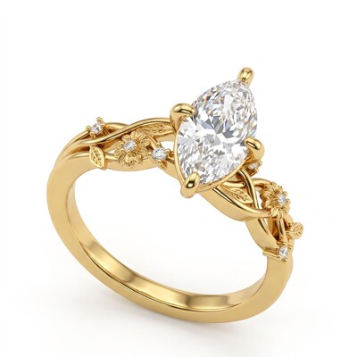 2.04 ct.tw. Nature-inspired Marquise Vine Shank Ring