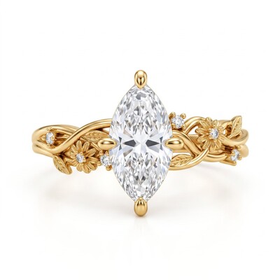 2.04 ct.tw. Nature-inspired Marquise Vine Shank Ring