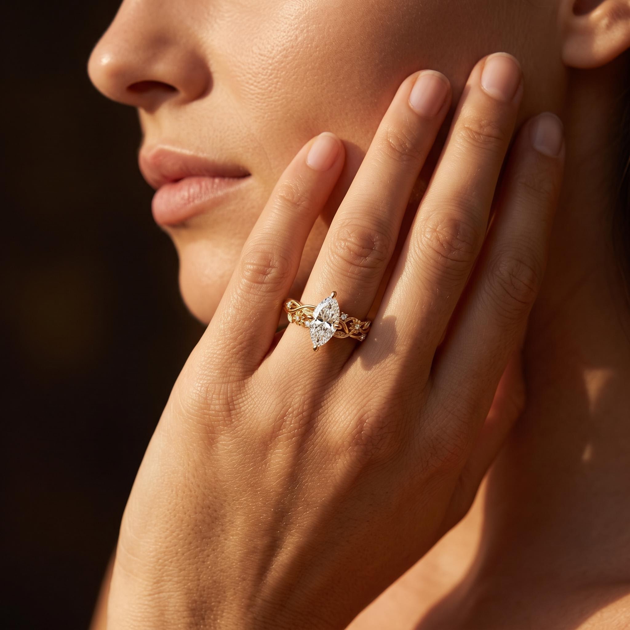 2.04 ct.tw. Nature-inspired Marquise Vine Shank Ring 2.04 ct.tw. Nature-inspired Marquise Vine Shank Ring