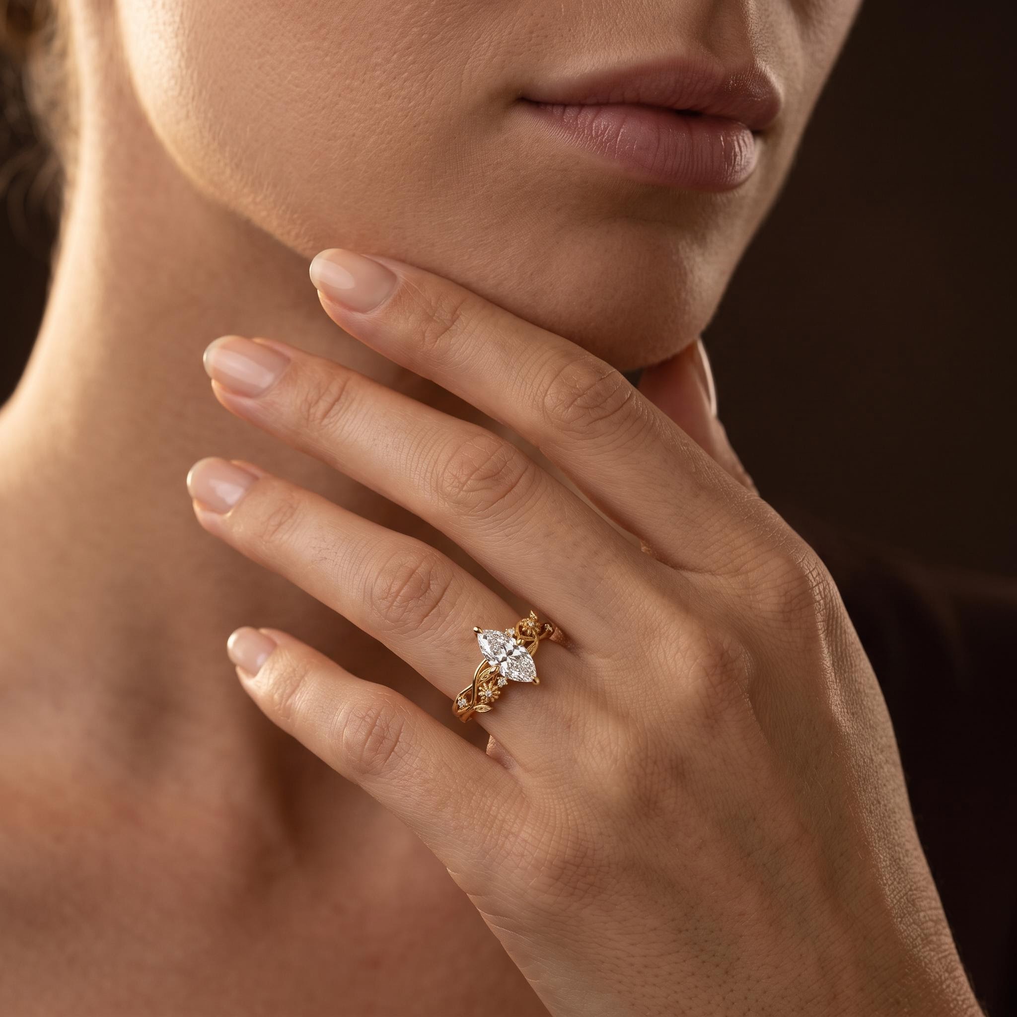 2.04 ct.tw. Nature-inspired Marquise Vine Shank Ring 2.04 ct.tw. Nature-inspired Marquise Vine Shank Ring