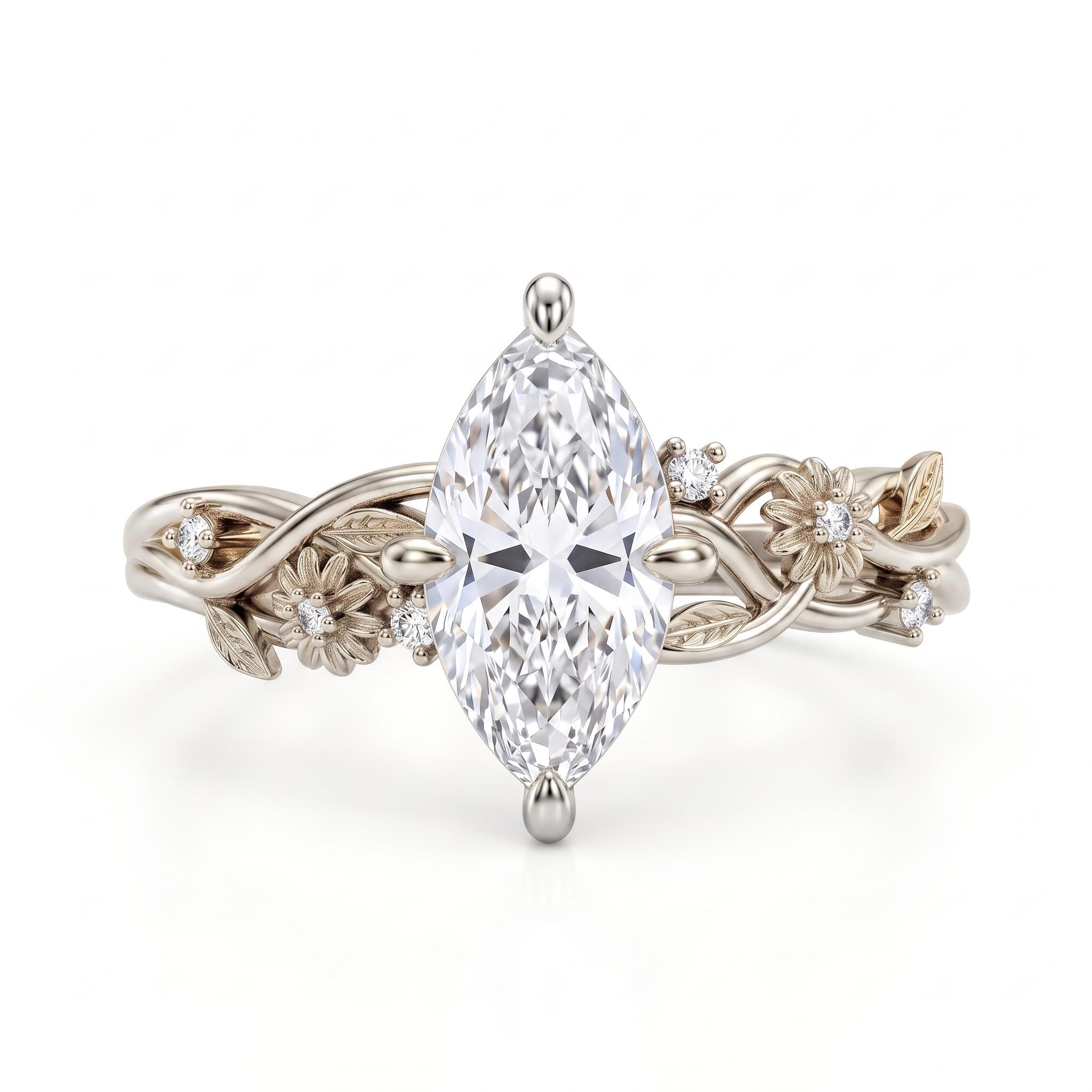 2.04 ct.tw. Nature-inspired Marquise Vine Shank Ring 2.04 ct.tw. Nature-inspired Marquise Vine Shank Ring
