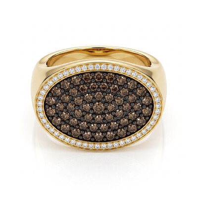 1.67 ct.tw. Oval Pave  Coffee Chocolate Stone & White Diamond Double Band Ring Set
