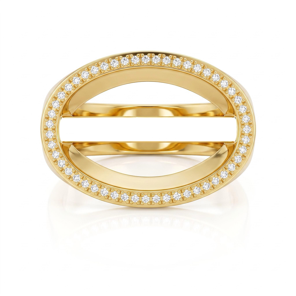 1.67 ct.tw. Oval Pave  Coffee Chocolate Stone & White Diamond Double Band Ring Set