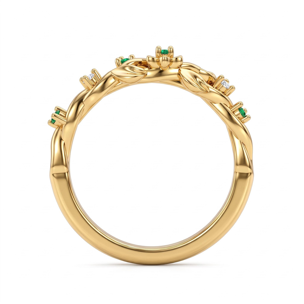 0.4 ct.tw. Nature-inspired Green Gemstone Vine Leaf Band Ring 0.4 ct.tw. Nature-inspired Green Gemstone Vine Leaf Band Ring