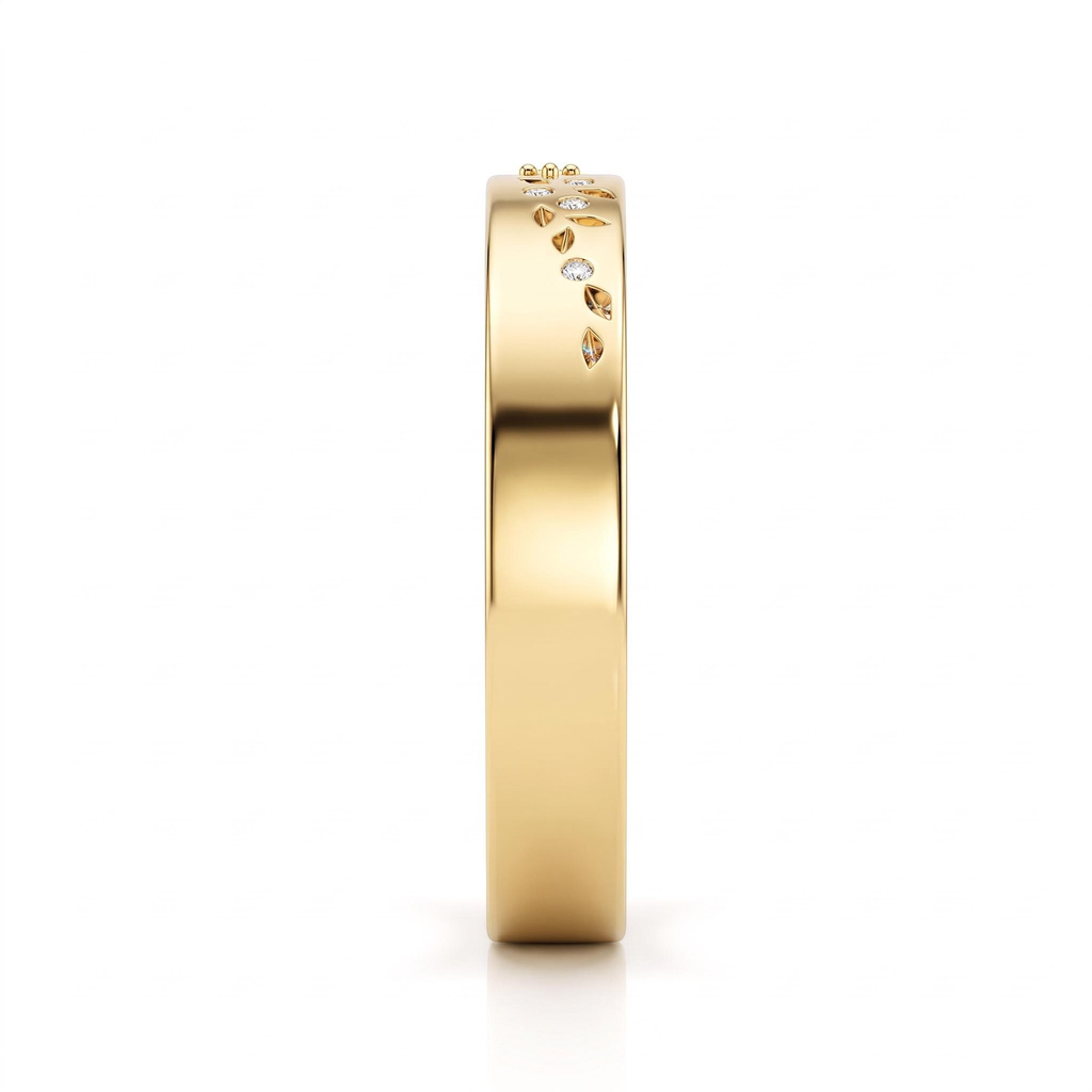 0.28 ct.tw. Delicate Floral Engraved Round Stone Inlaid Band Ring 0.28 ct.tw. Delicate Floral Engraved Round Stone Inlaid Band Ring