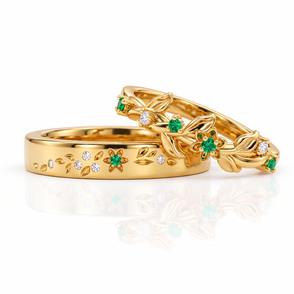 0.28 ct.tw. Delicate Floral Engraved Round Stone Inlaid Band Ring 0.28 ct.tw. Delicate Floral Engraved Round Stone Inlaid Band Ring