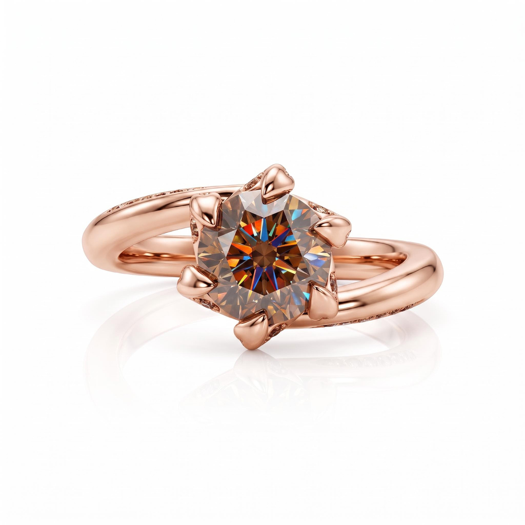 2.24 ct.tw. Bramble Twisted Arm Round Coffee Chocolate Stone Ring 2.24 ct.tw. Bramble Twisted Arm Round Coffee Chocolate Stone Ring