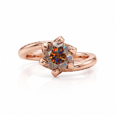 2.24 ct.tw. Bramble Twisted Arm Round Coffee Chocolate Stone Ring