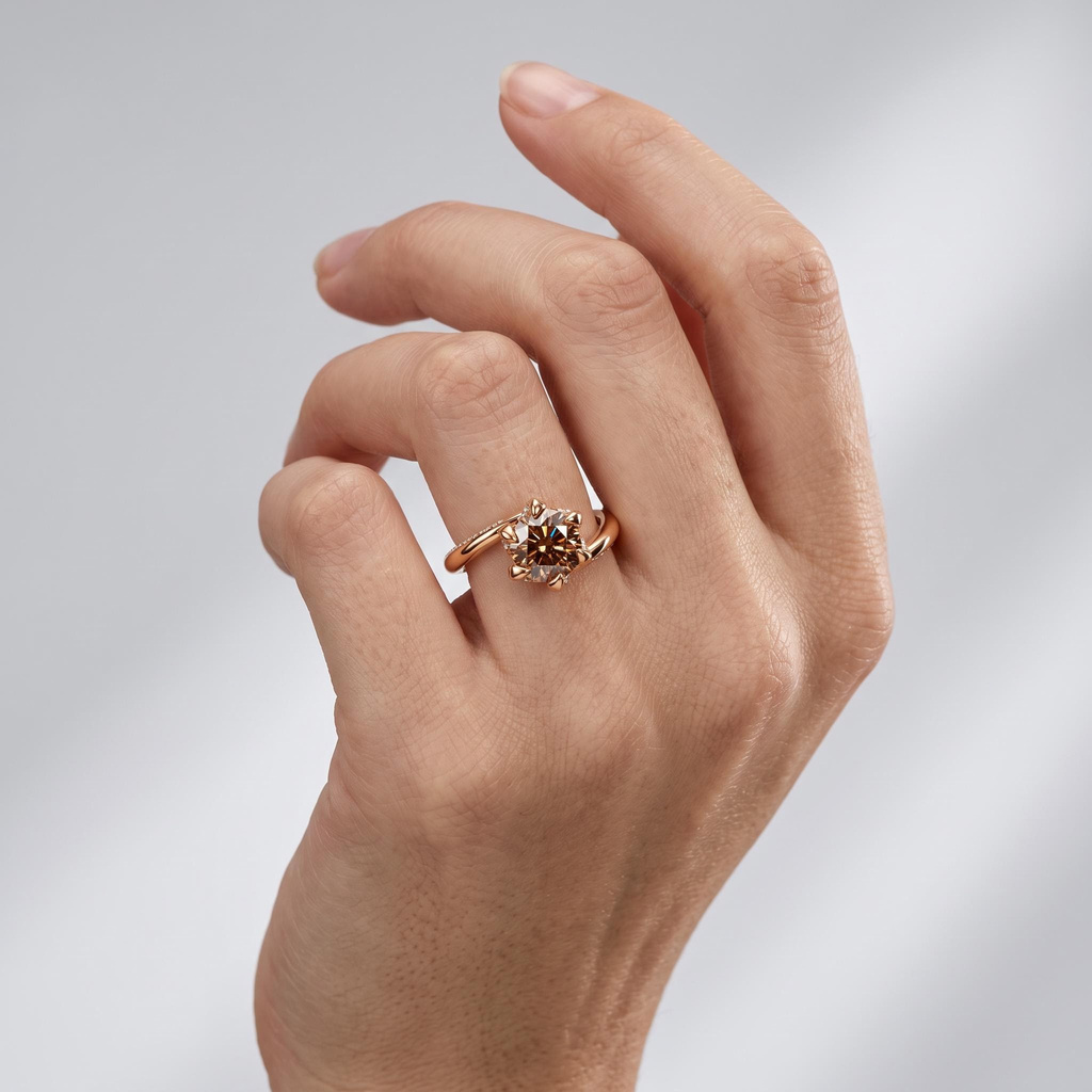 2.24 ct.tw. Bramble Twisted Arm Round Coffee Chocolate Stone Ring 2.24 ct.tw. Bramble Twisted Arm Round Coffee Chocolate Stone Ring