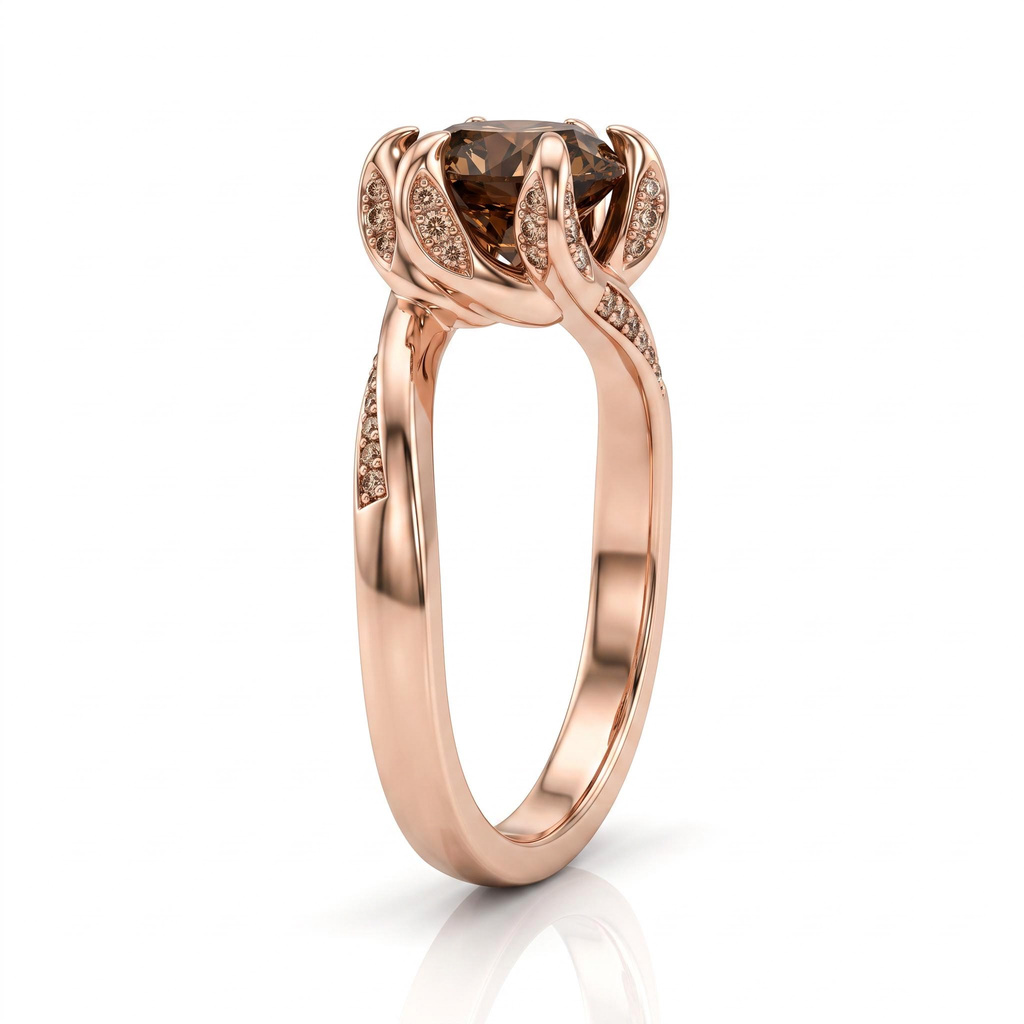 2.24 ct.tw. Bramble Twisted Arm Round Coffee Chocolate Stone Ring 2.24 ct.tw. Bramble Twisted Arm Round Coffee Chocolate Stone Ring