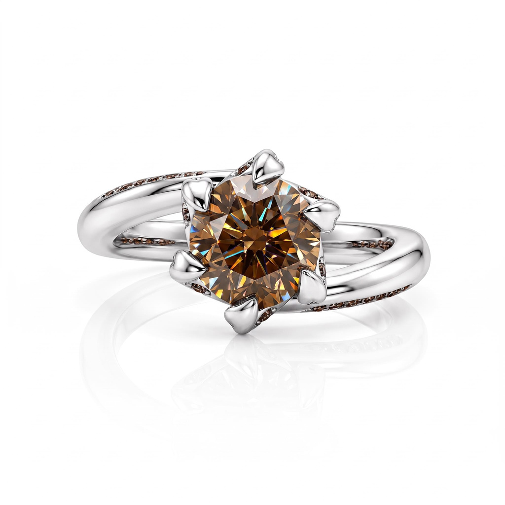 2.24 ct.tw. Bramble Twisted Arm Round Coffee Chocolate Stone Ring 2.24 ct.tw. Bramble Twisted Arm Round Coffee Chocolate Stone Ring