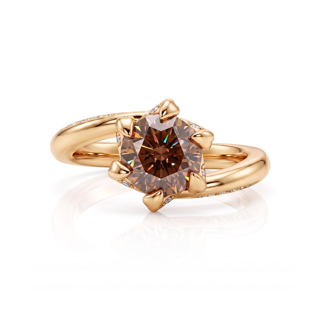 2.24 ct.tw. Bramble Twisted Arm Round Coffee Chocolate Stone Ring 2.24 ct.tw. Bramble Twisted Arm Round Coffee Chocolate Stone Ring