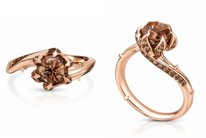 2.24 ct.tw. Coffee Chocolate Round Six Prong Twisted Crossover Band Ring