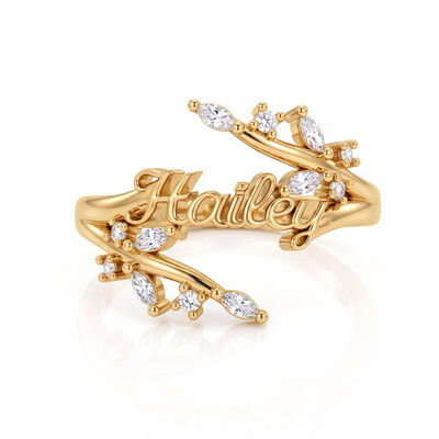 0.25 ct.tw. Twisted Vine Custom Engraved Marquise Accent Ring