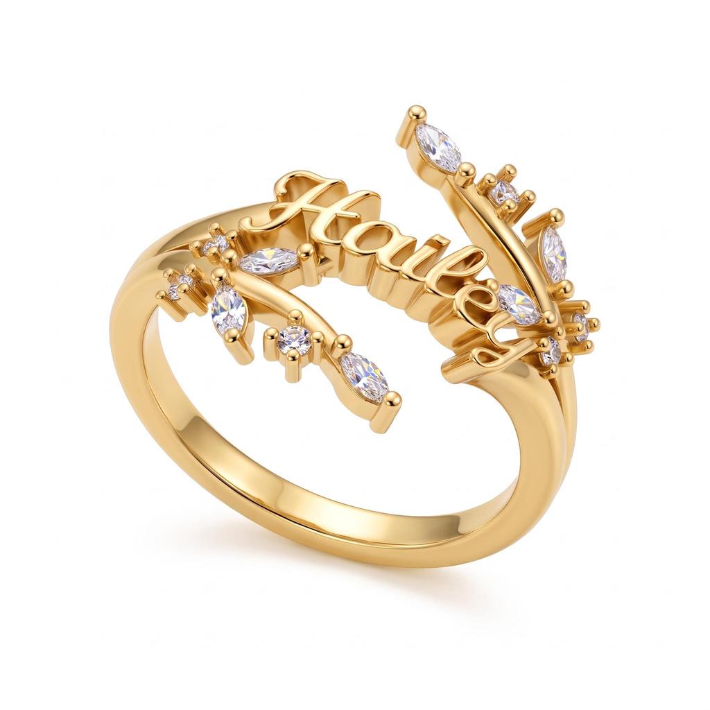 0.25 ct.tw. Twisted Vine Custom Engraved Marquise Accent Ring