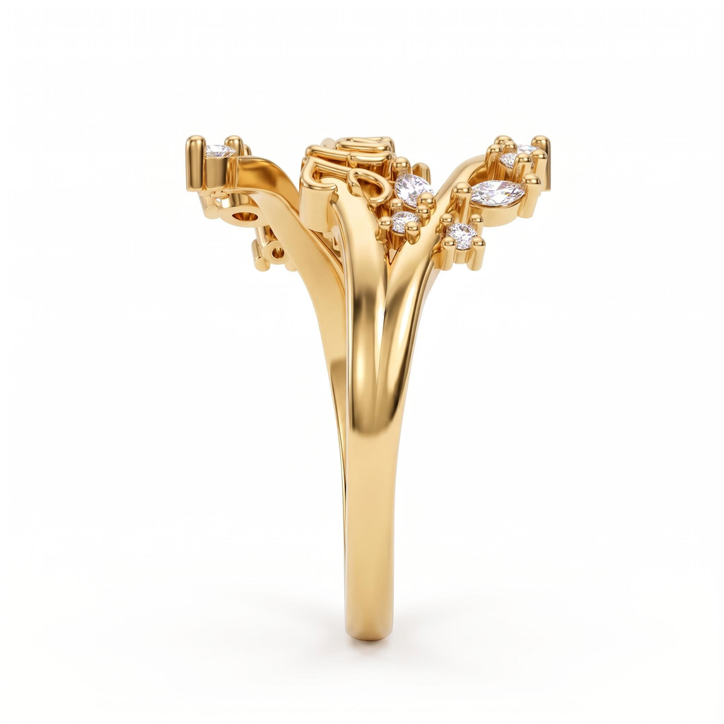 0.25 ct.tw. Twisted Vine Custom Engraved Marquise Accent Ring