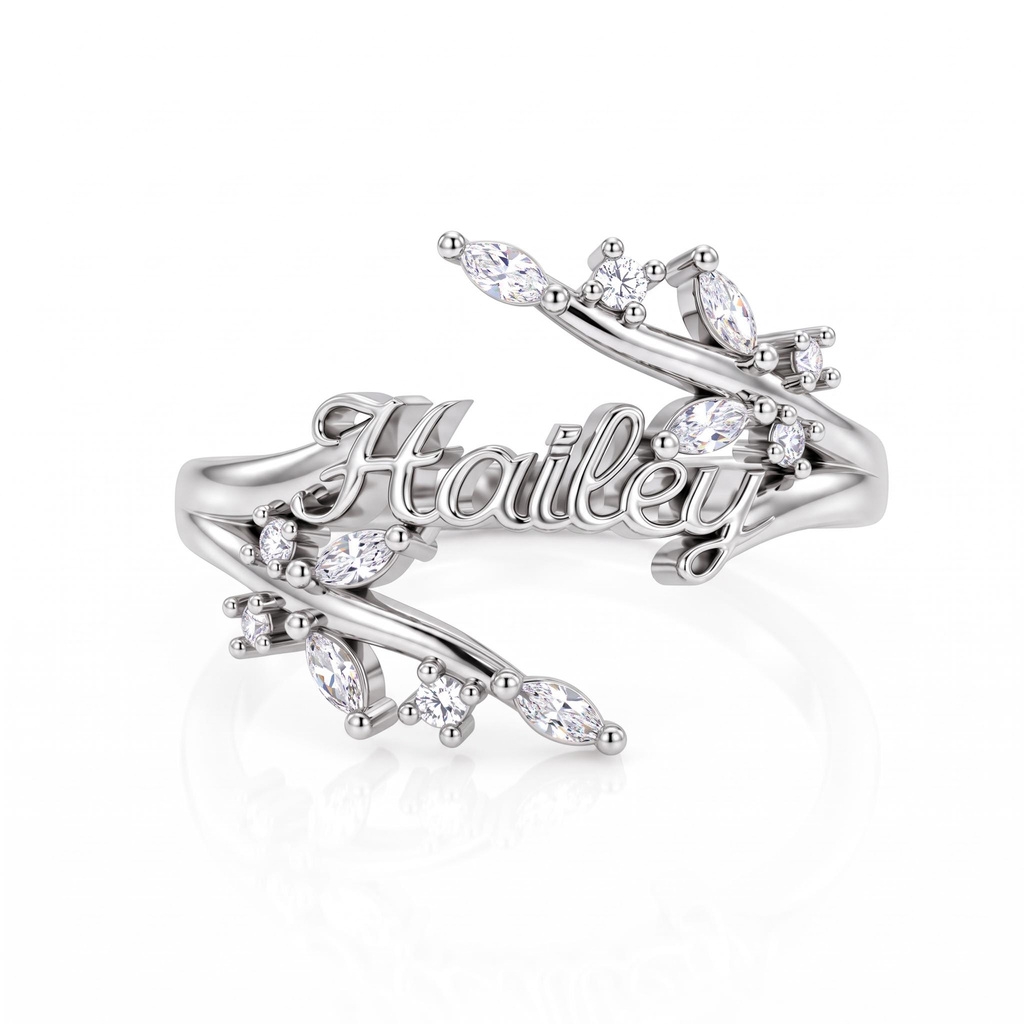 0.25 ct.tw. Twisted Vine Custom Engraved Marquise Accent Ring