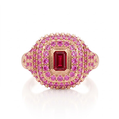 2.0 ct.tw. Emerald Cut Full Pavé Halo Wide Statement Ring