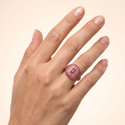2.0 ct.tw. Emerald Cut Full Pavé Halo Wide Statement Ring