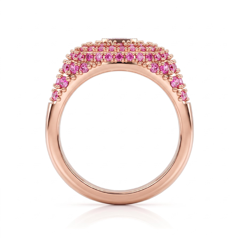 2.0 ct.tw. Emerald Cut Full Pavé Halo Wide Statement Ring 2.0 ct.tw. Emerald Cut Full Pavé Halo Wide Statement Ring