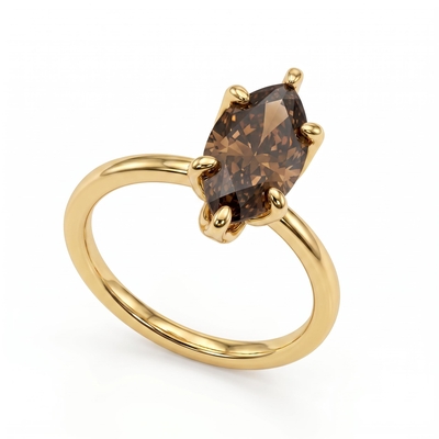 3 ct.tw. Classic Marquise Cut Six-Prong Coffee Chocolate Stone Solitaire Engagement Ring